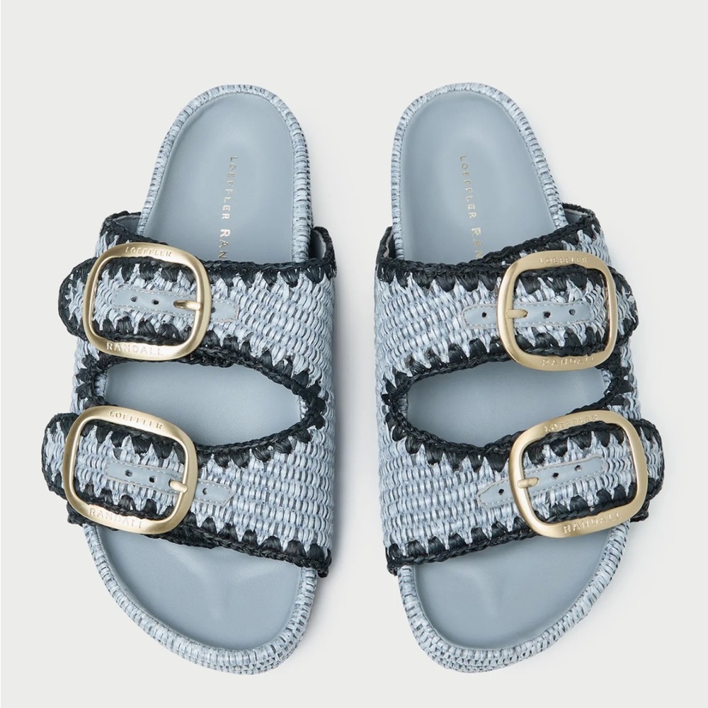 Loeffler Randall Theo Raffia Sandals in light blue